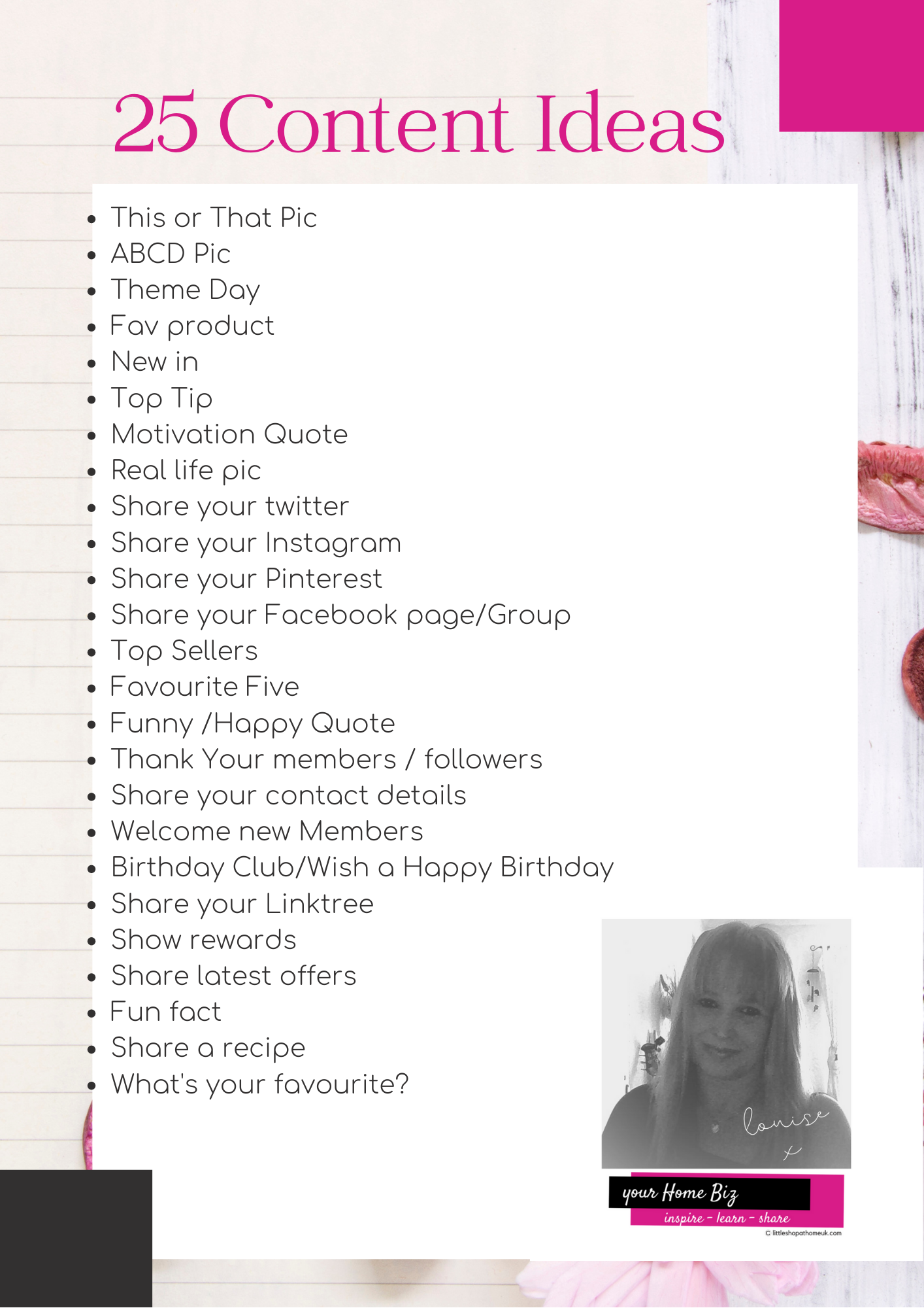25 ‘Generic’ content ideas. – Little Shop At Home